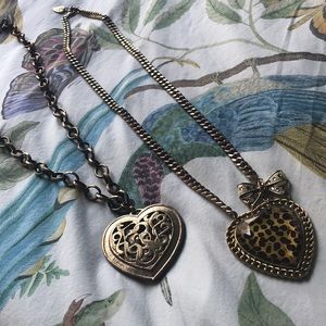 Two Betsy Johnson heart necklace